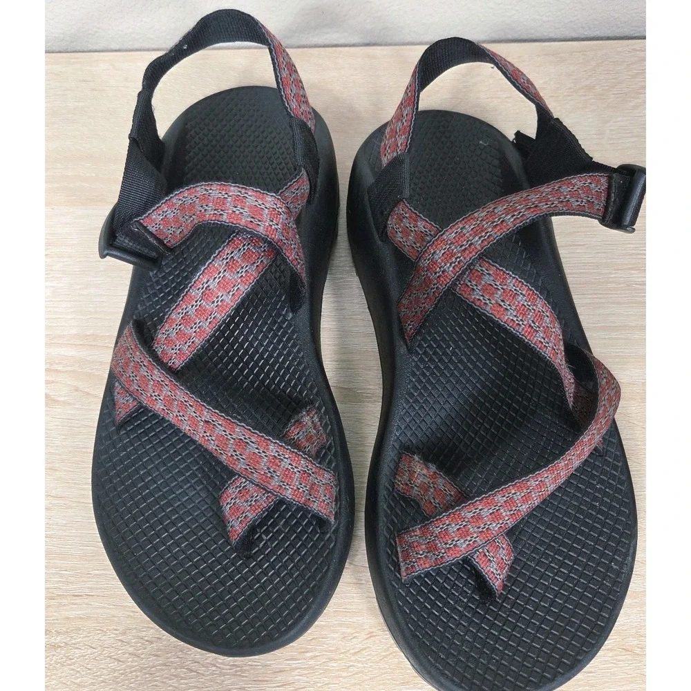 Chaco Z/Cloud Hiking Sport Sandals‎ Black Red Gray Webbing Men's 8